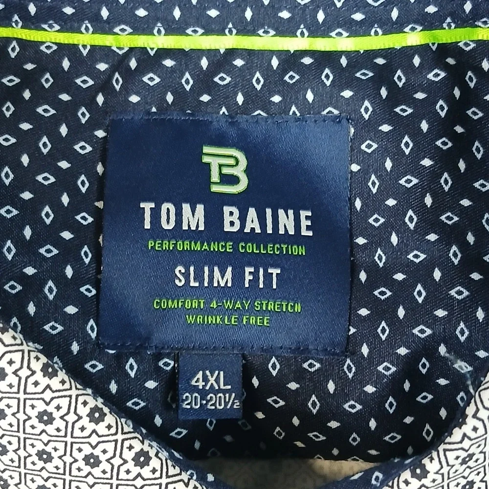 Tom‎ Baine 4XL 20-20.5 Mens Shirt Performance 4 Way Stretch Flip Cuff Geometric